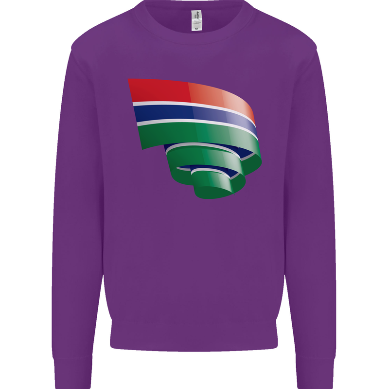 Curled Gambia Flag Gambian Day Football Kids Sweatshirt Jumper Purple
