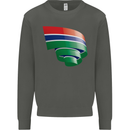 Curled Gambia Flag Gambian Day Football Kids Sweatshirt Jumper Storm Grey