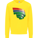 Curled Gambia Flag Gambian Day Football Kids Sweatshirt Jumper Yellow
