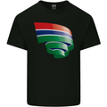 Curled Gambia Flag Gambian Day Football Kids T-Shirt Childrens Black