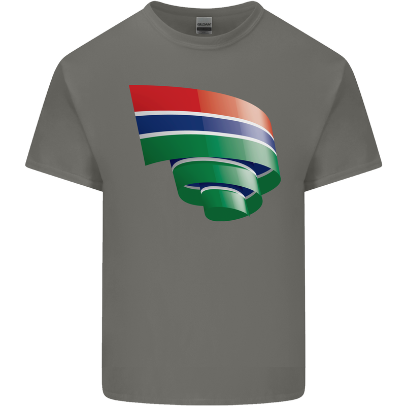 Curled Gambia Flag Gambian Day Football Kids T-Shirt Childrens Charcoal