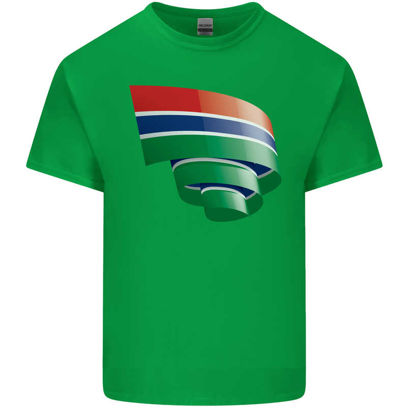 Curled Gambia Flag Gambian Day Football Kids T-Shirt Childrens Irish Green