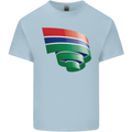 Curled Gambia Flag Gambian Day Football Kids T-Shirt Childrens Light Blue