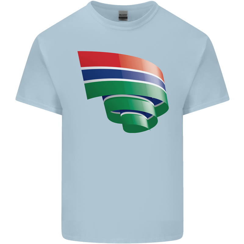 Curled Gambia Flag Gambian Day Football Kids T-Shirt Childrens Light Blue
