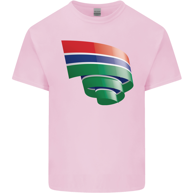 Curled Gambia Flag Gambian Day Football Kids T-Shirt Childrens Light Pink