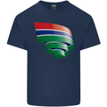 Curled Gambia Flag Gambian Day Football Kids T-Shirt Childrens Navy Blue