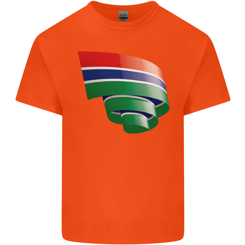 Curled Gambia Flag Gambian Day Football Kids T-Shirt Childrens Orange