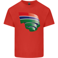 Curled Gambia Flag Gambian Day Football Kids T-Shirt Childrens Red