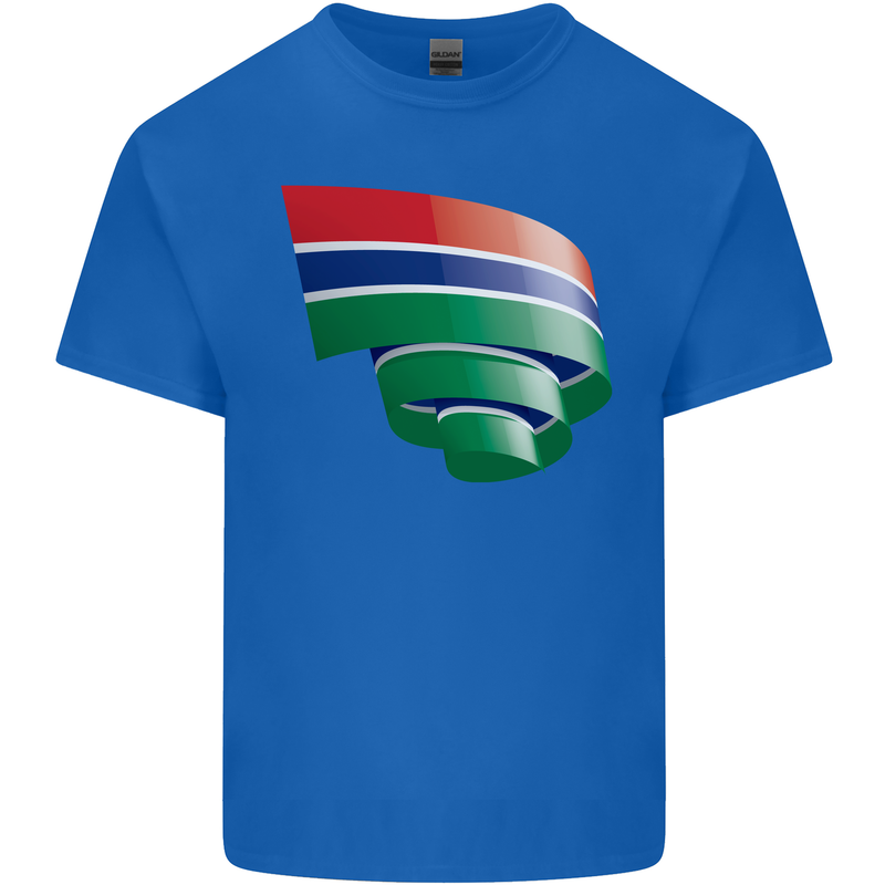 Curled Gambia Flag Gambian Day Football Kids T-Shirt Childrens Royal Blue