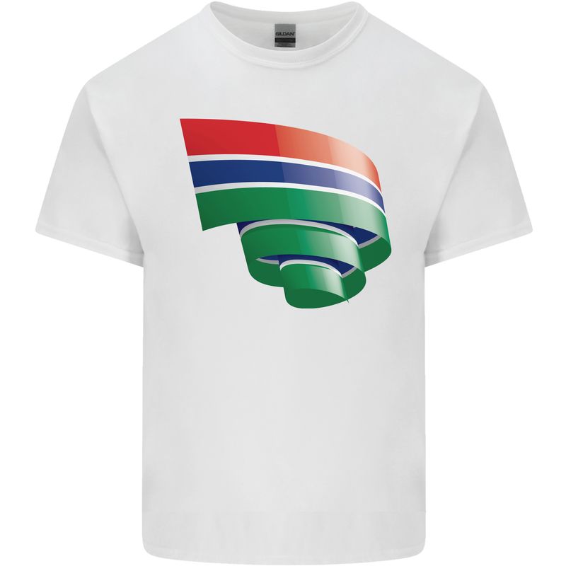 Curled Gambia Flag Gambian Day Football Kids T-Shirt Childrens White