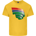 Curled Gambia Flag Gambian Day Football Kids T-Shirt Childrens Yellow