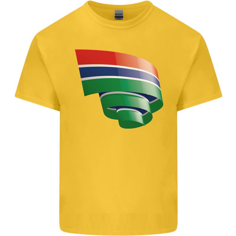 Curled Gambia Flag Gambian Day Football Kids T-Shirt Childrens Yellow