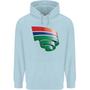 Curled Gambia Flag Gambian Day Football Mens 80% Cotton Hoodie Light Blue