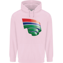 Curled Gambia Flag Gambian Day Football Mens 80% Cotton Hoodie Light Pink