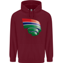 Curled Gambia Flag Gambian Day Football Mens 80% Cotton Hoodie Maroon
