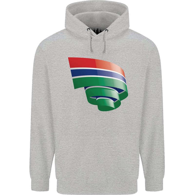 Curled Gambia Flag Gambian Day Football Mens 80% Cotton Hoodie Sports Grey