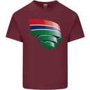 Curled Gambia Flag Gambian Day Football Mens Cotton T-Shirt Tee Top Maroon
