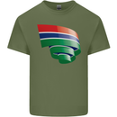 Curled Gambia Flag Gambian Day Football Mens Cotton T-Shirt Tee Top Military Green