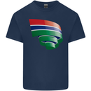Curled Gambia Flag Gambian Day Football Mens Cotton T-Shirt Tee Top Navy Blue