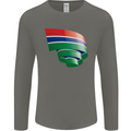 Curled Gambia Flag Gambian Day Football Mens Long Sleeve T-Shirt Charcoal