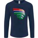 Curled Gambia Flag Gambian Day Football Mens Long Sleeve T-Shirt Navy Blue