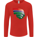 Curled Gambia Flag Gambian Day Football Mens Long Sleeve T-Shirt Red