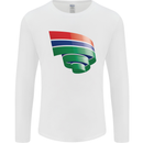 Curled Gambia Flag Gambian Day Football Mens Long Sleeve T-Shirt White