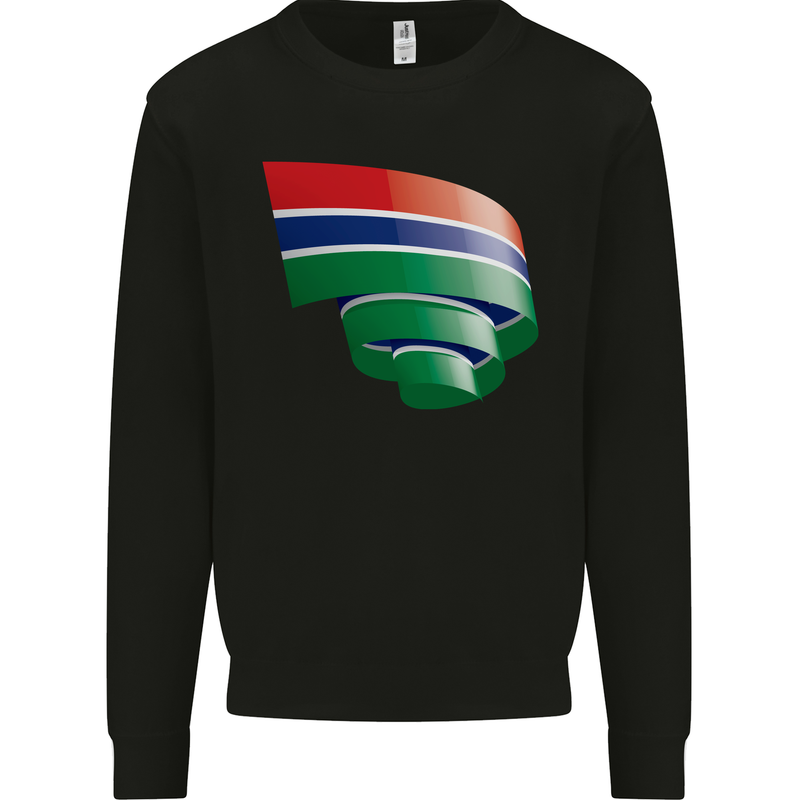 Curled Gambia Flag Gambian Day Football Mens Sweatshirt Jumper Black