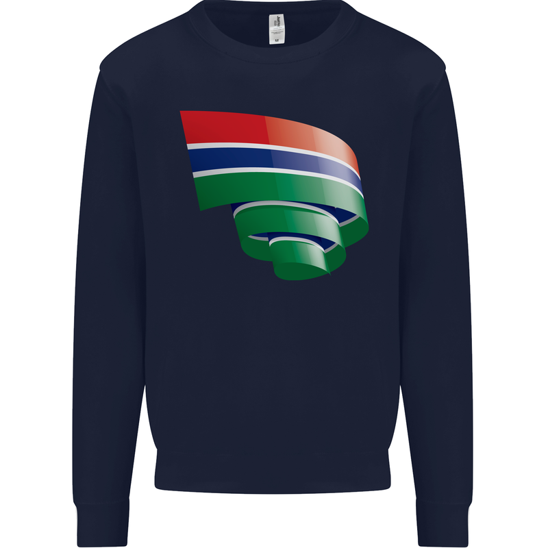 Curled Gambia Flag Gambian Day Football Mens Sweatshirt Jumper Navy Blue