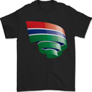 Curled Gambia Flag Gambian Day Football Mens T-Shirt 100% Cotton Black