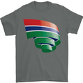 Curled Gambia Flag Gambian Day Football Mens T-Shirt 100% Cotton Charcoal