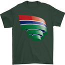 Curled Gambia Flag Gambian Day Football Mens T-Shirt 100% Cotton Forest Green