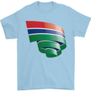 Curled Gambia Flag Gambian Day Football Mens T-Shirt 100% Cotton Light Blue