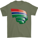 Curled Gambia Flag Gambian Day Football Mens T-Shirt 100% Cotton Military Green