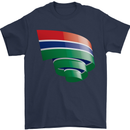 Curled Gambia Flag Gambian Day Football Mens T-Shirt 100% Cotton Navy Blue