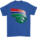 Curled Gambia Flag Gambian Day Football Mens T-Shirt 100% Cotton Royal Blue