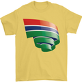 Curled Gambia Flag Gambian Day Football Mens T-Shirt 100% Cotton Yellow