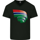 Curled Gambia Flag Gambian Day Football Mens V-Neck Cotton T-Shirt Black