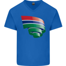 Curled Gambia Flag Gambian Day Football Mens V-Neck Cotton T-Shirt Royal Blue