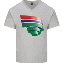 Curled Gambia Flag Gambian Day Football Mens V-Neck Cotton T-Shirt Sports Grey