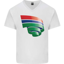 Curled Gambia Flag Gambian Day Football Mens V-Neck Cotton T-Shirt White