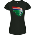 Curled Gambia Flag Gambian Day Football Womens Petite Cut T-Shirt Black