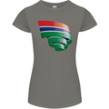 Curled Gambia Flag Gambian Day Football Womens Petite Cut T-Shirt Charcoal