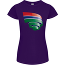 Curled Gambia Flag Gambian Day Football Womens Petite Cut T-Shirt Purple