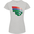 Curled Gambia Flag Gambian Day Football Womens Petite Cut T-Shirt Sports Grey