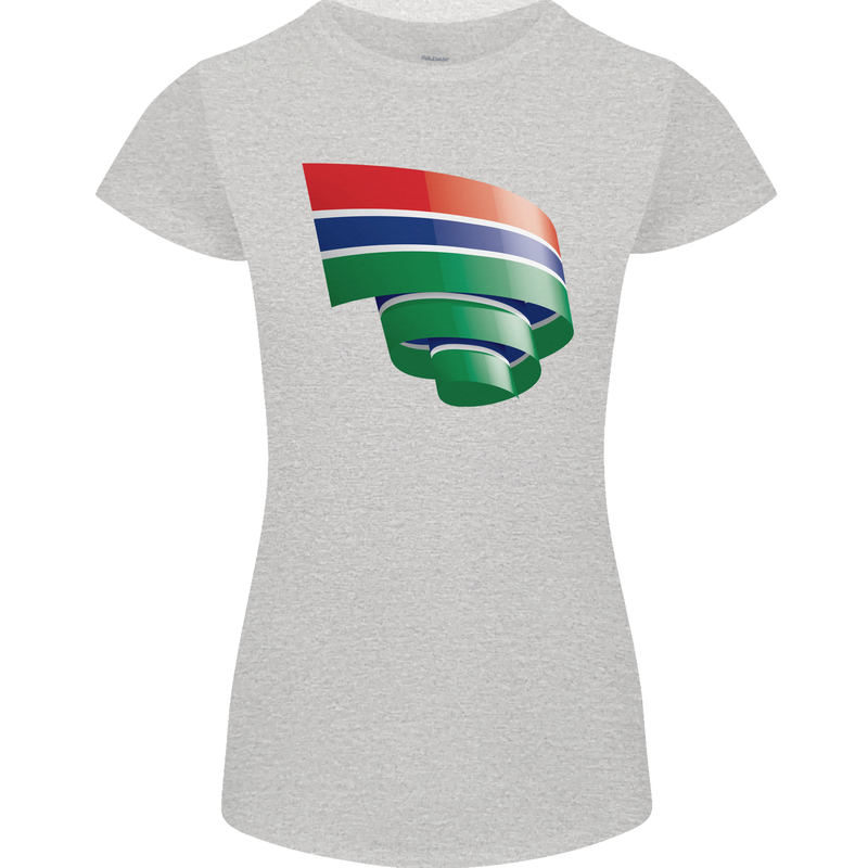 Curled Gambia Flag Gambian Day Football Womens Petite Cut T-Shirt Sports Grey