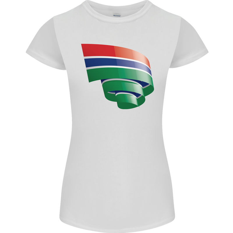 Curled Gambia Flag Gambian Day Football Womens Petite Cut T-Shirt White