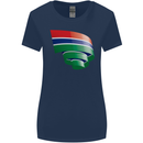 Curled Gambia Flag Gambian Day Football Womens Wider Cut T-Shirt Navy Blue
