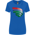 Curled Gambia Flag Gambian Day Football Womens Wider Cut T-Shirt Royal Blue