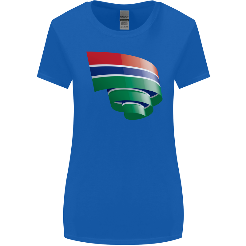 Curled Gambia Flag Gambian Day Football Womens Wider Cut T-Shirt Royal Blue